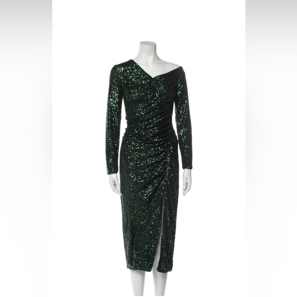 Self Portrait Green sequin Midi dress. Green sequin dress